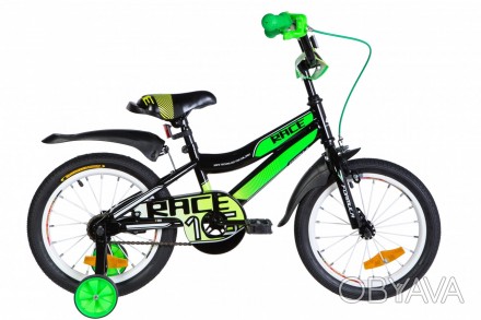 Велосипед детский 16" Formula RACE 2021, черно-зеленый
 
 
. . фото 1