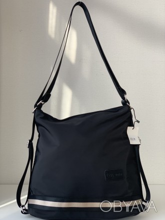 Спортивная небольшая сумка рюкзак черного цвета выполнена из плотного и водоотта. . фото 1