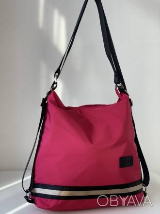 Спортивная тканевая сумка шоппер розовая выполнена из плотного и водоотталкивающ. . фото 1