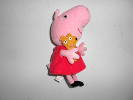 Милая мягкая игрушка свинка Пеппа с мишкой Тедди в руках Peppa Pig Ty  Высота:  . . фото 7
