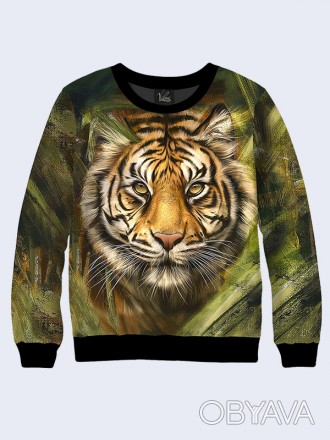 Замечательный свитшот Tiger portrait с красочным изображением дикого зверя.
	Мат. . фото 1
