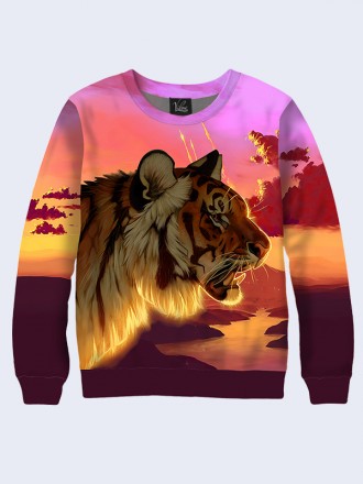 Стильный свитшот Predatory tiger at sunset с оригинальным рисунком.
	Материал:
	. . фото 2