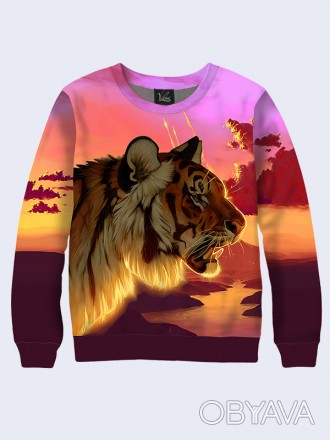 Стильный свитшот Predatory tiger at sunset с оригинальным рисунком.
	Материал:
	. . фото 1
