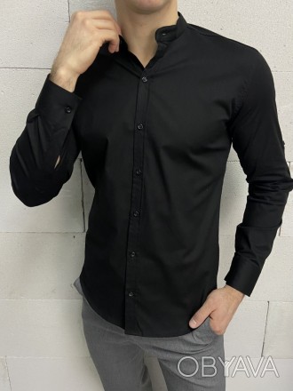 
 Крутая однотонная рубашка чёрного цвета
Стильно смотрится
Хороший крой
95% кот. . фото 1