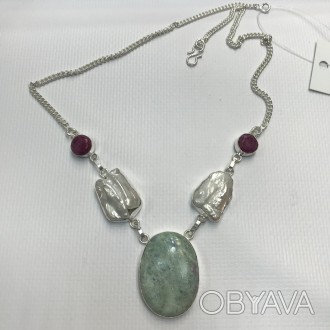 Предлагаем Вам купить красивое ожерелье из натурального камня рубин, фуксит и ба. . фото 1