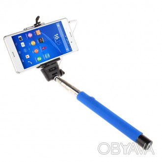 Монопод для селфи, селфи стик со шнуром SS1 Blue Селфи монопод для смартфонов и . . фото 1