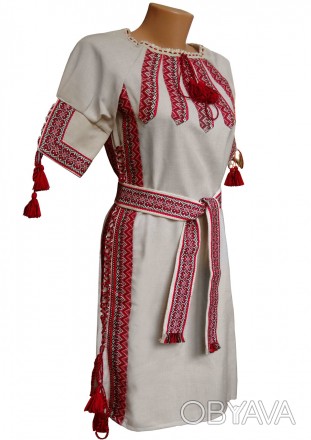 Короткое женское вышитое платье на праздник
Стильное льняное платье с геометриче. . фото 1