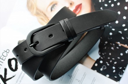 Женский моноцветный ремень кожаный черный. Харьков. фото 1