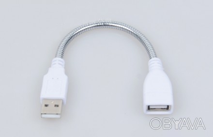 Компактный переходник с гибкой металлической оплеткой USB мама - USB папа, длино. . фото 1