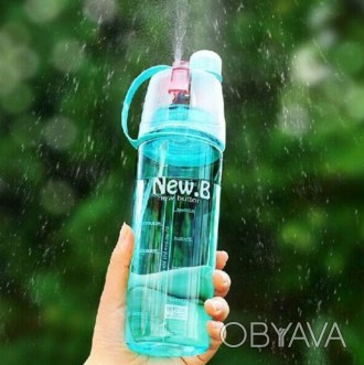 Спортивная бутылка для воды с распылителем New.B изготовлена из безвредного пище. . фото 1