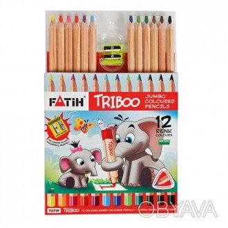 Набор разноцветных карандашей "Triboo Jumbo". 12 штук+точилка в наборе . Выполне. . фото 1