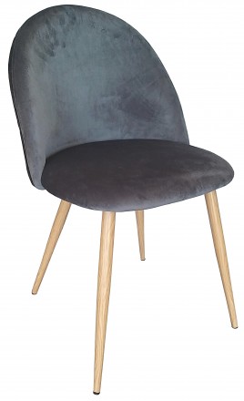 Мягкий стул Анри, велюровая ткань серого цвета, обратная сторона спинки с вышивк. . фото 3