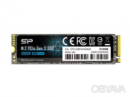 
Накопитель 512G NVMe PCIe Gen3x4 M.2 2280 SILICON POWER P34A60 SP512GBP34A60M28. . фото 1