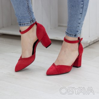Женские туфли красные Fabu 2796 Туфли женские выполнены из искусственной замши. . . фото 1