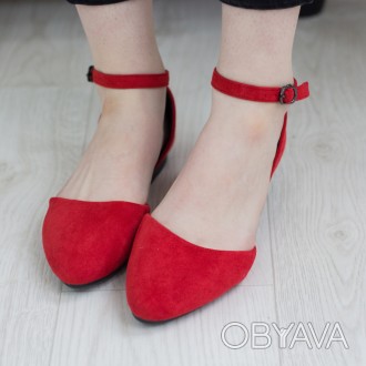 Женские туфли красные Unicat 2681 Туфли женские выполнены из искусственной замши. . фото 1