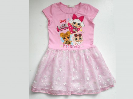 Розовое детское платье с принтом  LOL Friends Xuan 
Возраст:  6 – 7 лет. . . фото 6