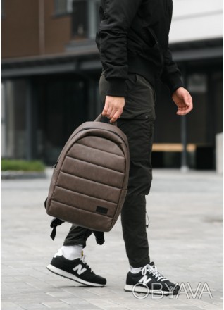  Городской рюкзак из эко-кожи коричневый ZARD LRT ШОКОЛАД на 17 литров с отделен. . фото 1