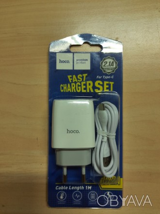 
Новое сетевое зарядное устройство USB Hoco C72A Type C 3.0 White . Полностью ра. . фото 1