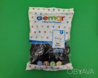 Воздушные шарики пастель черные 12" (30 см) 100 шт Gemar (1 пач) Тип: Воздушный . . фото 1