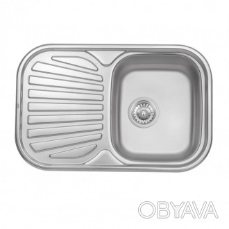 Кухонна мийка Qtap 7448 0,8 мм Satin (QT7448SAT08) виготовлена з високоякісної н. . фото 1