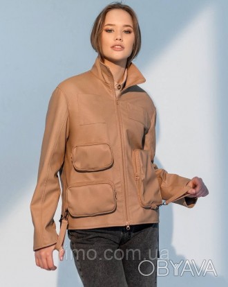 Женский пиджак, выполненный из качественной эко-кожи, модель декорирована карман. . фото 1