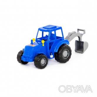 Трактор "Мастер" (синий) с лопатой (в сеточке)
Игрушка синий трактор Полесье (84. . фото 1