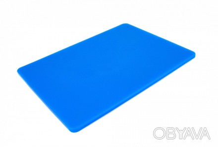 Двусторонняя разделочная доска LDPE, 400 x 300 x 10 мм, синяя. Доска для нарезки. . фото 1