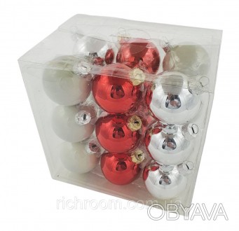 Набор новогодних стеклянных шаров от нидерландского бренда Xmas baubles.
18 шари. . фото 1