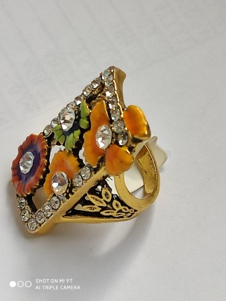 Крупное кольцо для женщин,яркое и весеннее.Популярное цветное эмалированное коль. . фото 8