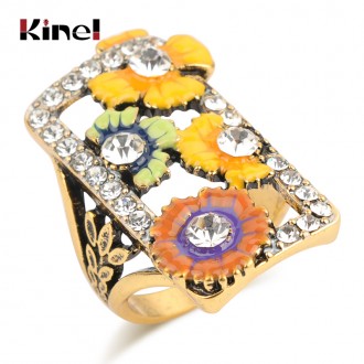 Крупное кольцо для женщин,яркое и весеннее.Популярное цветное эмалированное коль. . фото 3