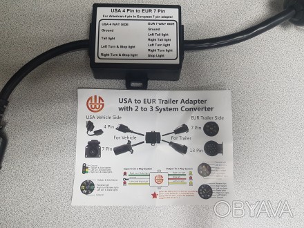 Электро преобразователь для того чтобы поменять 4-контактный штекер USA на 7-pin. . фото 1