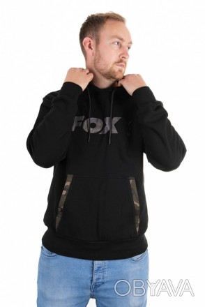
 Комфортный черная толстовка Фокс с подкладкой капюшона с уникальным принтом Fo. . фото 1