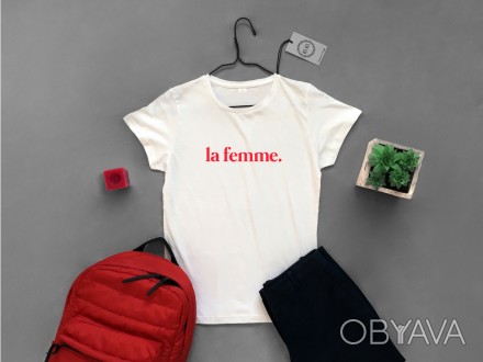Футболка для ярких и уверенных в себе женщин с печатью La Femme
- В наличии есть. . фото 1