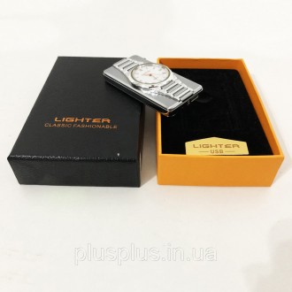 Электроимпульсная USB зажигалка с часами в подарочной упаковке LIGHTER (Cпираль . . фото 3