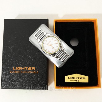 Электроимпульсная USB зажигалка с часами в подарочной упаковке LIGHTER (Cпираль . . фото 8