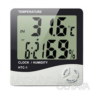 Качественный цифровой гигрометр, термометр, часы будильник для измерения уровня . . фото 1