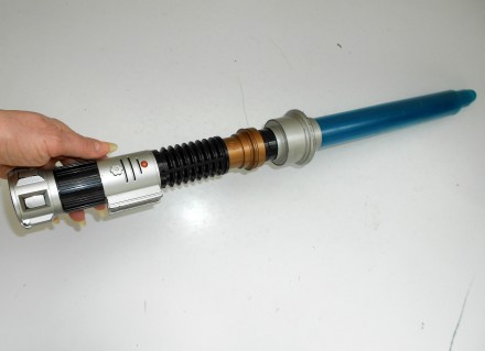 Большой пластиковый раскладной синий световой меч джедая Hasbro Star Wars   Длин. . фото 11