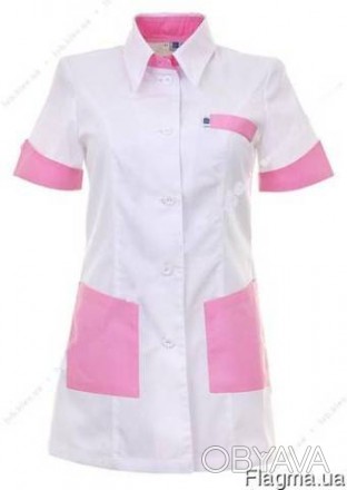 Жіноча медична куртки с відкладним поротом, коротким рукавом. Куртка білого коль. . фото 1
