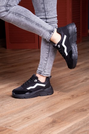 Женские кроссовки черные Hacki 2820 Кроссовки женские выполнены из натуральной з. . фото 9