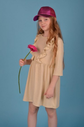 Детское платье из тонкого трикотажа с легким люрексом цвета Шампань для девочки
. . фото 2
