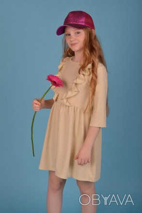 Детское платье из тонкого трикотажа с легким люрексом цвета Шампань для девочки
. . фото 1