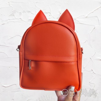 Сумка рюкзак трансформер Ушки как у котика (оранжевый)Стильный мини-рюкзак с ушк. . фото 1
