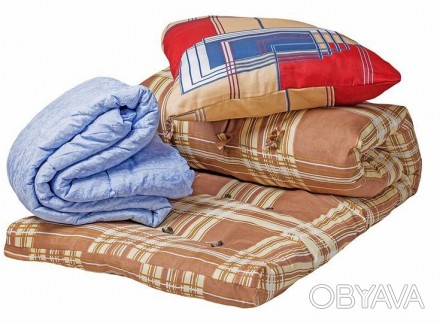 Спальный комплект для строителя состоит с ватного матраса 190*70, одеяло силикон. . фото 1