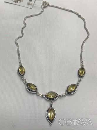 Предлагаем Вам купить оригинальное ожерелье из цитрина в форме маркиз в серебре.. . фото 1