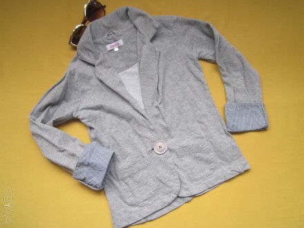 Трикотажный хлопковый пиджак,жакет на 8-9лет,Miss E-Vie.
Цвет - серый, манжеты . . фото 9