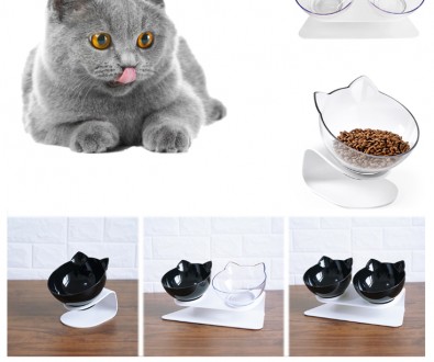 Набор в который входит 2 тарелки и подставка с правильным углом для кота или соб. . фото 3