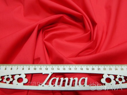 
 Ткань коттон (рубашка) цвет красный - легкая, плотная, достаточно прочная, неэ. . фото 1