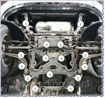 Защита двигателя и стартера для автомобиля:
Audi Q7 (2015-) Кольчуга 
· 
Защищае. . фото 5