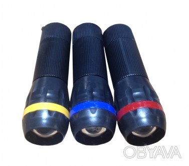 Ліхтарик ручний LED 3W пластиковий микс 3 кольори 3*ААА (касова зона+ремешок) (R. . фото 1