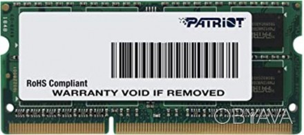 Оперативна пам'ять для ноутбука PATRIOT 8 GB SO-DIMM DDR3 1600 MHz (PSD38G1600L2. . фото 1